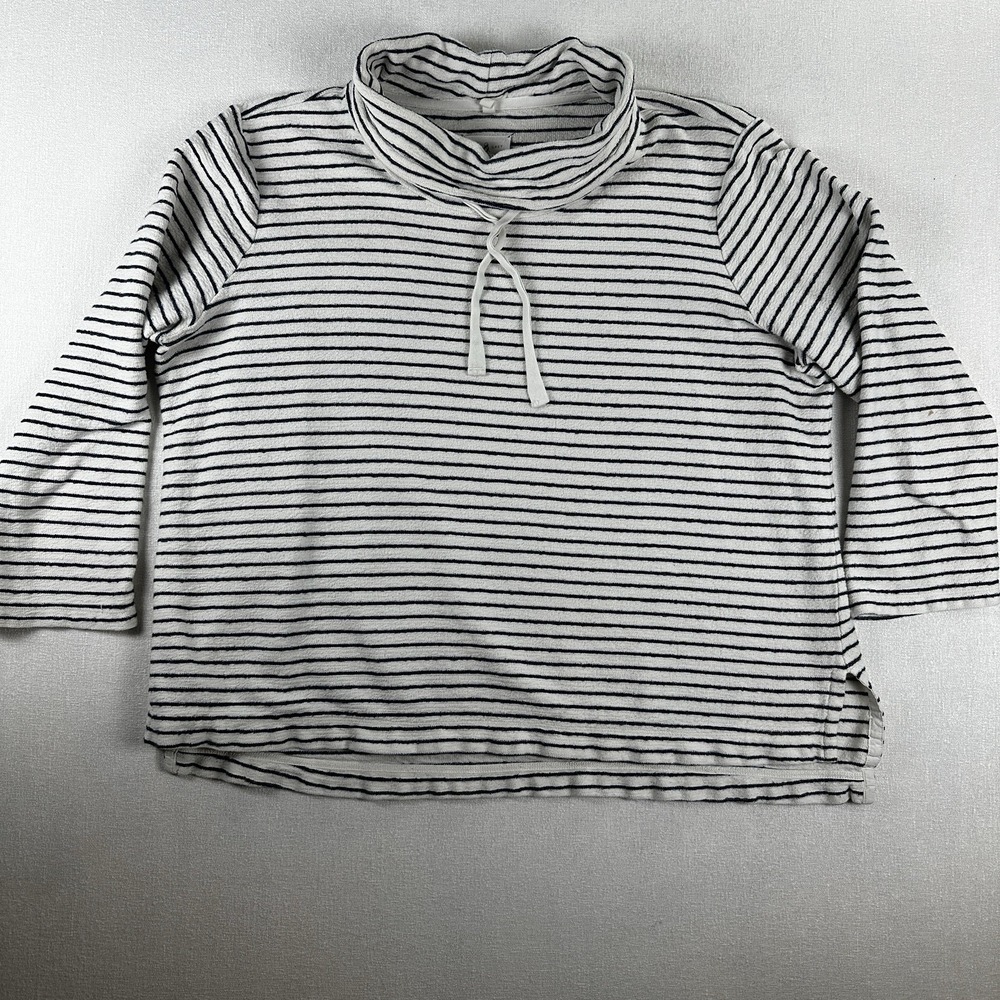 Lou & Gray LOFT Mocked Sweatshirt Stripe Women's‎ Size S, 3/4 Sleeve Nautical